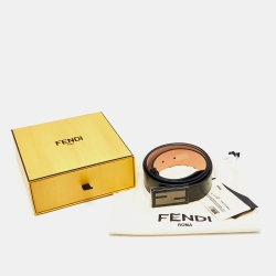 Pre Owned Fendi Black Leather Buckle Belt 95CM