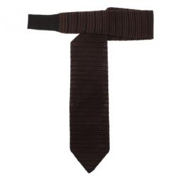 Pre Owned Fendi Brown Woven Silk Tie