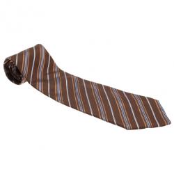 Fendi Brown Striped Silk Tie