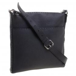 Fendi Black Selleria Leather Messenger Bag