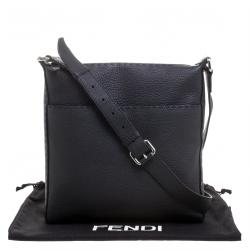 Fendi Black Selleria Leather Messenger Bag