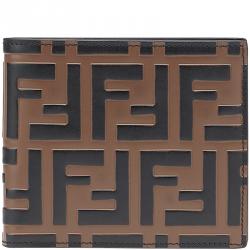 Pre Owned Fendi Two Tone Zucca Leather Bifold Wallet