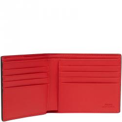 Fendi Black Elite Leather Bag Bugs Eyes Inlay Horizontal Bifold Wallet