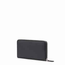 Fendi Black Leather Bag Bugs Eyes Zip-Around Wallet
