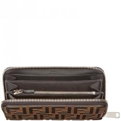 Fendi Two Tone Zucca Leather Zip-Around Wallet