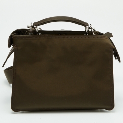 Pre Owned Fendi Khaki Green Nylon Peekaboo ISeeU Bag