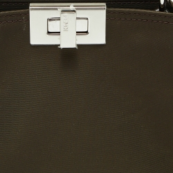 Pre Owned Fendi Khaki Green Nylon Peekaboo ISeeU Bag