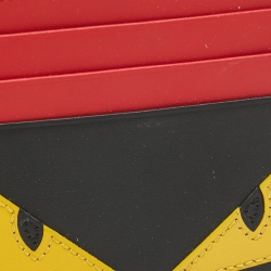 Pre Owned محفظة بطاقات فندي مونستر أيز جلد أحمر/أسود