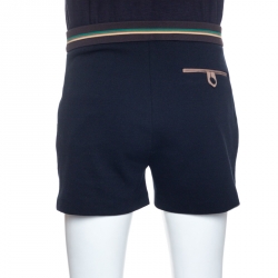 Fendi Black Knit Stripped Trim Detail Shorts L