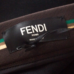 Fendi Black Knit Stripped Trim Detail Shorts L