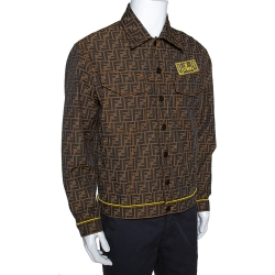 Fendi Brown Zucca Monogram Jacquard Button Front Jacket M