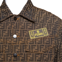 Fendi Brown Zucca Monogram Jacquard Button Front Jacket M