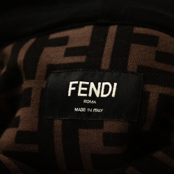 Pre Owned Fendi Brown Zucca FF Logo Cotton Hooded Sweatshirt L