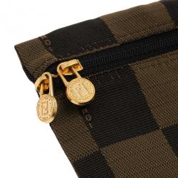 Pre Owned Fendi Brown Checkered Vintage Pouch