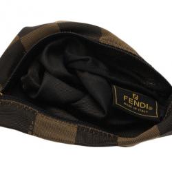 Pre Owned Fendi Brown Checkered Vintage Pouch