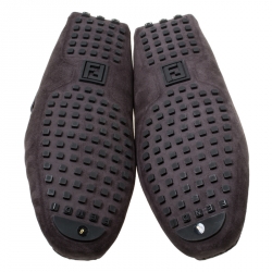 Fendi Black Suede With Merino Wool Lining Bow Loafers Size 42