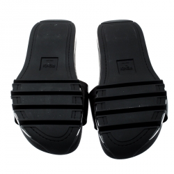 Fendi Black Zucca Coated Canvas Logo Appliquèd Sliders Size 42