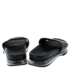 Fendi Black Zucca Coated Canvas Logo Appliquèd Sliders Size 42