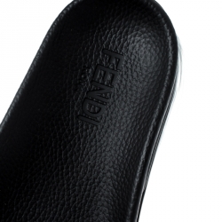 Fendi Black Zucca Coated Canvas Logo Appliquèd Sliders Size 42