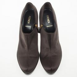 مملوكة مسبقًا Fendi Brown Satin Ankle Booties Size 38