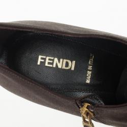 مملوكة مسبقًا Fendi Brown Satin Ankle Booties Size 38