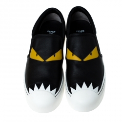 Pre Owned حذاء رياضي فندي مونستر سليب أون جلد أسود مقاس 40