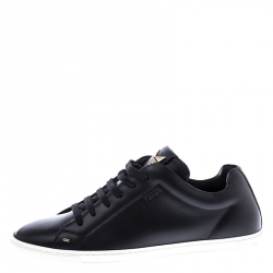 Fendi Black Leather Bag Bugs On Tongue Low Top Sneakers Size 41