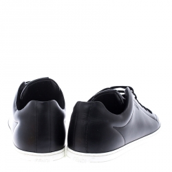Fendi Black Leather Bag Bugs On Tongue Low Top Sneakers Size 41