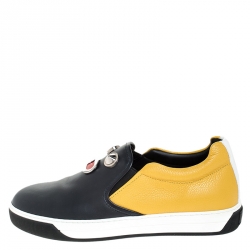 Fendi Mulitcolor Leather Face Detail Slip On Sneakers Size 40