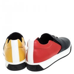 Fendi Mulitcolor Leather Face Detail Slip On Sneakers Size 40