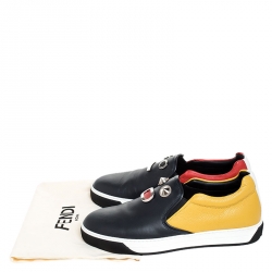 Fendi Mulitcolor Leather Face Detail Slip On Sneakers Size 40