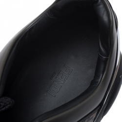 Pre Owned حذاء رياضي فندي جلد لامع وشبك وجلد مونوغرامي بنقوش زوكا بني / أسود مقاس 45