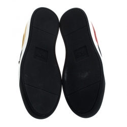 Pre Owned Fendi Mulitcolor Leather Face Detail Slip On Sneakers Size 43