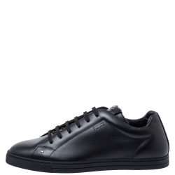 مملوكة مسبقًا Fendi Black Leather Low Top Sneakers Size 43