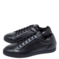 مملوكة مسبقًا Fendi Black Leather Low Top Sneakers Size 43