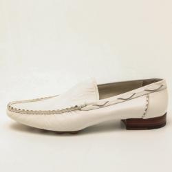 Pre Owned Fendi White Leather Chain Embellished Men's Loafers Size 44