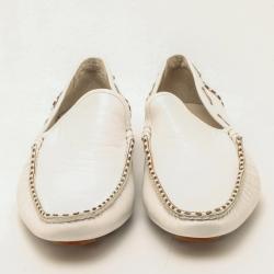 Pre Owned Fendi White Leather Chain Embellished Men's Loafers Size 44