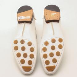 Pre Owned Fendi White Leather Chain Embellished Men's Loafers Size 44