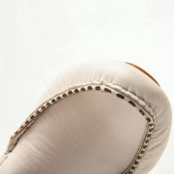 Pre Owned Fendi White Leather Chain Embellished Men's Loafers Size 44