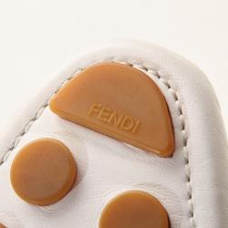 Pre Owned Fendi White Leather Chain Embellished Men's Loafers Size 44