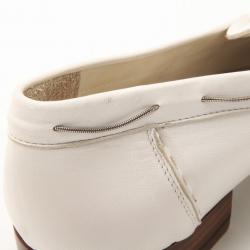 Pre Owned Fendi White Leather Chain Embellished Men's Loafers Size 44