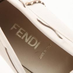 Pre Owned Fendi White Leather Chain Embellished Men's Loafers Size 44