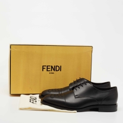 Fendi Black Leather FF Karligraphy Lace Up Derby Size 42.5