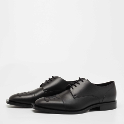 Fendi Black Leather FF Karligraphy Lace Up Derby Size 42.5