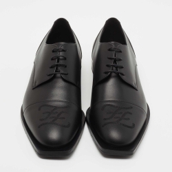 Fendi Black Leather FF Karligraphy Lace Up Derby Size 42.5