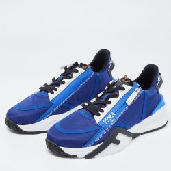 Fendi Navy Blue Nylon Low Top Flow Sneakers Size 42