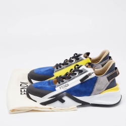 Fendi Multicolor  Suede and Leather Low Top Flow Sneakers Size 44