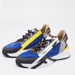 Fendi Multicolor  Suede and Leather Low Top Flow Sneakers Size 44