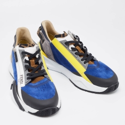 Fendi Multicolor  Suede and Leather Low Top Flow Sneakers Size 44