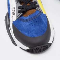 Fendi Multicolor  Suede and Leather Low Top Flow Sneakers Size 44